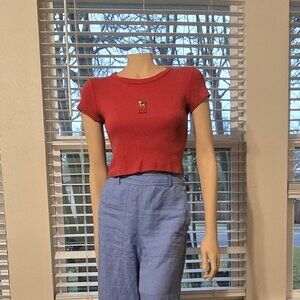 Brandy Melville red Swiss deer fawn t-shirt TEE OS